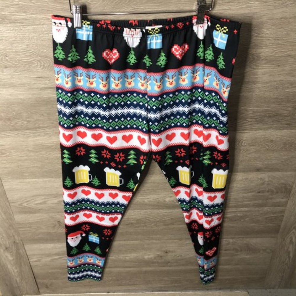 CowCow Womens 3XL Christmas Tree Retro Leggings